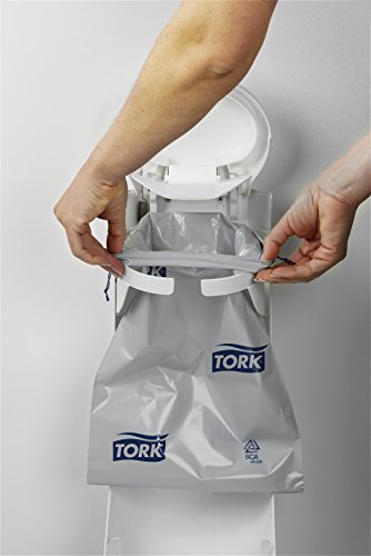 Tork 564000 Cubo de basura con tapa/Papelera Elevation sólida compatible con bolsas de plástico de Tork B3 / 5 litros/Blanco