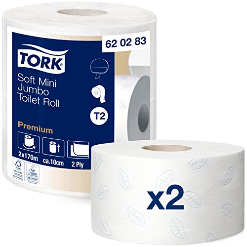 Tork 620283 - Pack de 2 rollos de papel higiénico x 250 hojas, 2 capas, color blanco