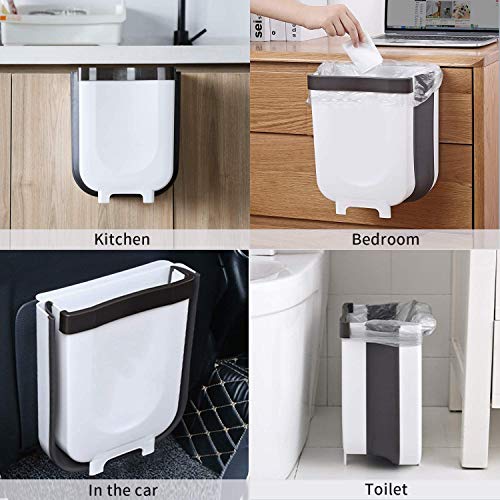 Tosoda Juego de 2 Cubos de Basura Plegable Basurera Papelera Colgante Cubo de Desperdicios Cubo para Reciclaje de Orgànicos para Cocina Baño Oche