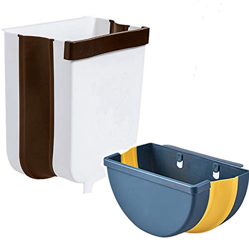 Tosoda Juego de 2 Cubos de Basura Plegable Basurera Papelera Colgante Cubo de Desperdicios Cubo para Reciclaje de Orgànicos para Cocina Baño Oche