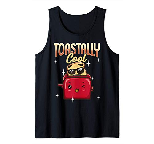 Tostada Pun Tostadora Humor Kawaii Emoticon Camiseta sin Mangas