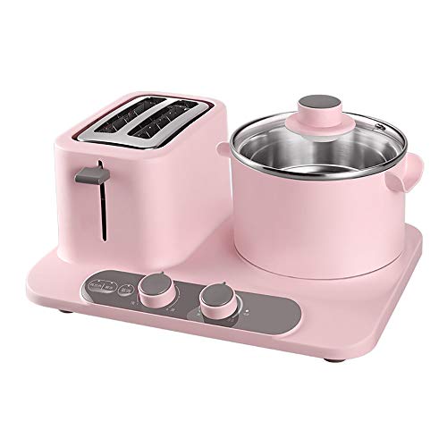 Tostadora, 2 In1 Egg Steamer Y 2 Slice Toaster Multifunción Kitchen Aid Smart Mini Toaster Omelette Sartén Sartén Eléctrica Olla De Fideos Olla para Cocinar Pan Tostado,Rosado