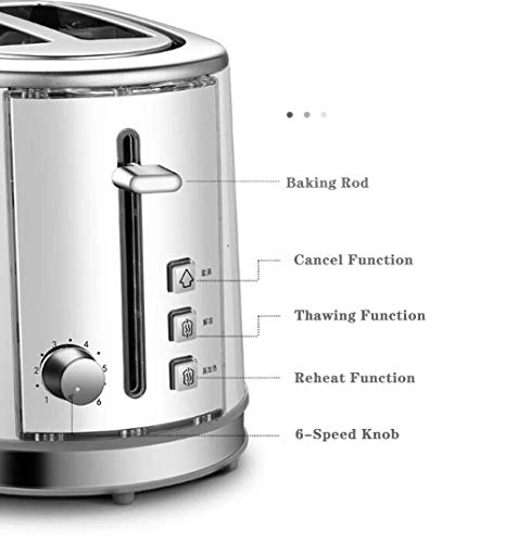 Tostadores de acero inoxidable de 2 rebanadas, bandeja de migas extraíble Rejilla para calentar para el desayuno, pan, muffins, hornos, tostadoras con función de cancelación de recalentamiento de des