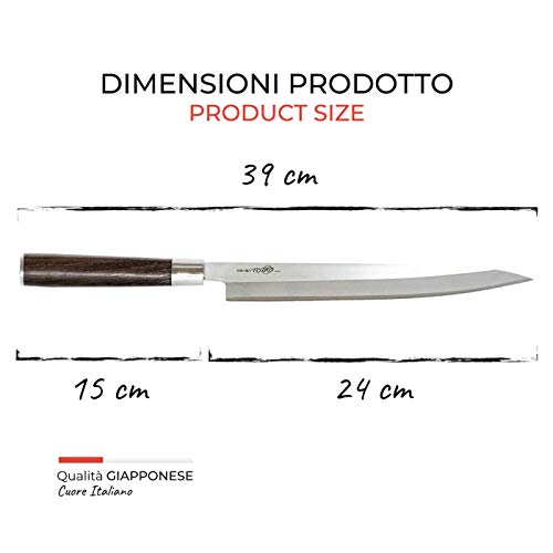 Totiko Japan Knives, Cuchillo de cocina japonés profesional, Sashimi Yanagiba Sakai 24 cm - 8,5 pulgadas