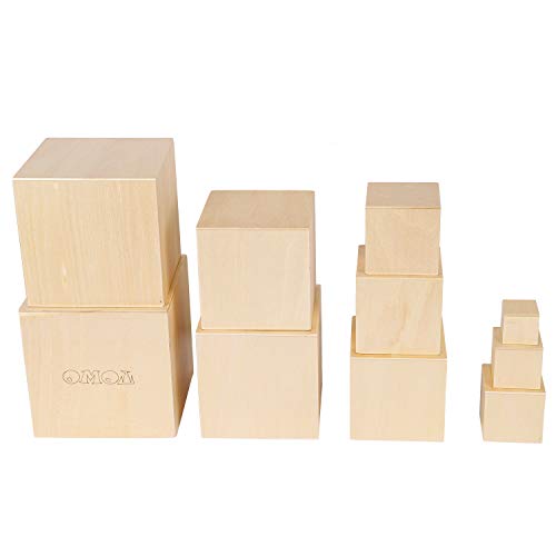 TOWO Cajas apilables de madera pura, bloques de vasos para anidar y clasificar para niños pequeños, cubos apilables, juguetes educativos de aprendizaje para niños de 2 años, materiales Montessori