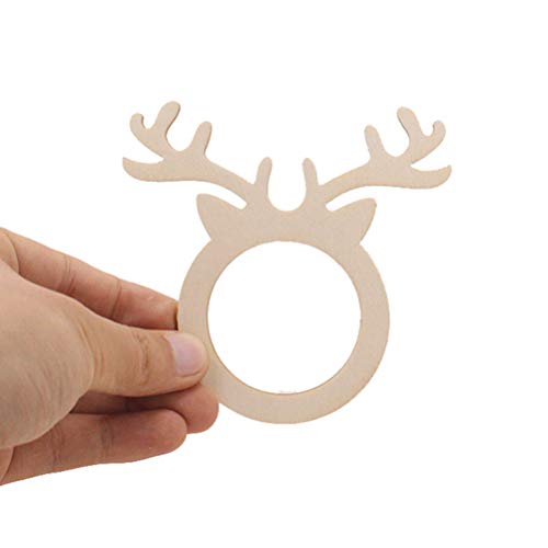 TOYANDONA 10pcs anillos de servilleta de navidad servilleteros en forma de reno de madera para suministros de fiesta navideña decoración de mesa de comedor