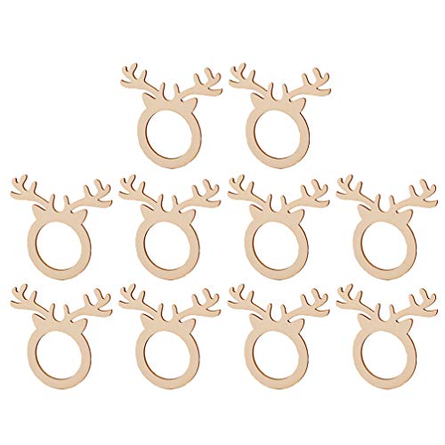 TOYANDONA 10pcs anillos de servilleta de navidad servilleteros en forma de reno de madera para suministros de fiesta navideña decoración de mesa de comedor