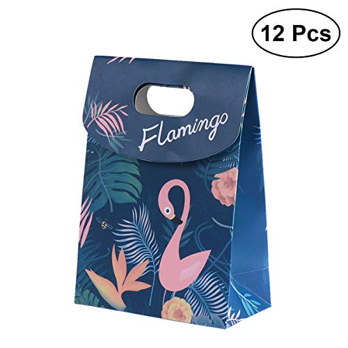 Toyvian Bolsas de empaquetado de regalo de Flamingo Bolsas de galletas de azúcar Favores de fiesta Bolsos para compras 12PCS