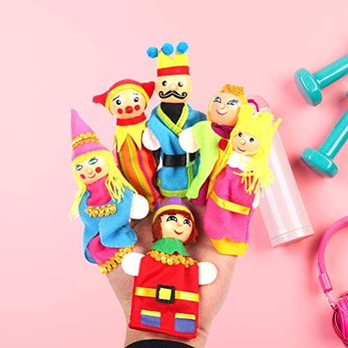 Toyvian Marionetas de Dedo de Madera Premium Cuentos de Hadas Canciones Infantiles Letras, Familia y muñecas de Kingdom Kingdom para niños Story Time (6pcs / Set)