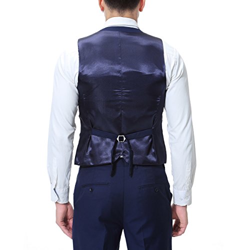 Traje de 3 piezas con chaqueta, chaleco y pantalones, hombre, de cuadros, ajuste moderno azul azul marino XL