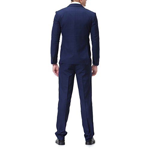 Traje de 3 piezas con chaqueta, chaleco y pantalones, hombre, de cuadros, ajuste moderno azul azul marino XL