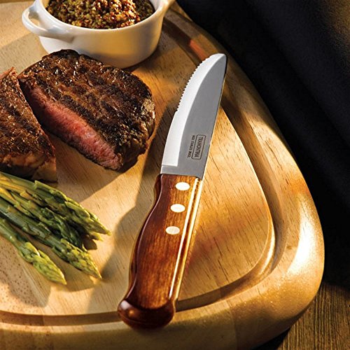 Tramontina Churrasco - Cuchillo para carne (mango marrón, 12,7 cm)