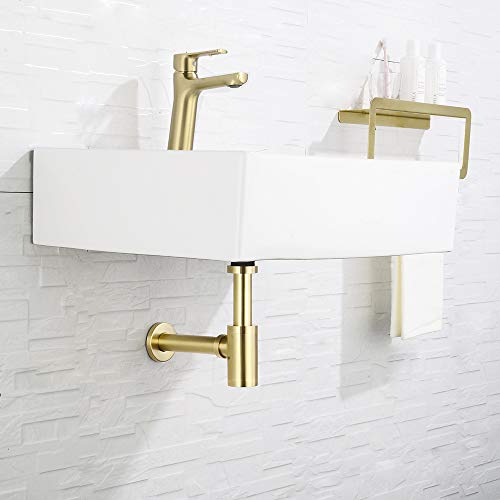 Trampa para botellas de latón 1 1/4, redonda decorativa en forma de P trampas de desagüe ajustables para lavabo de baño