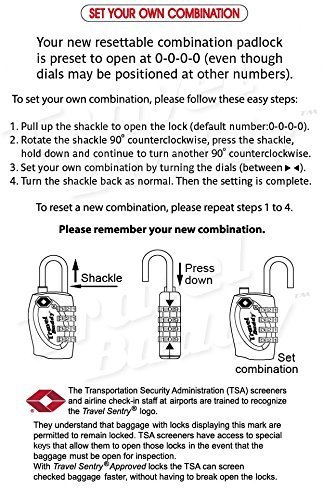 Travel Buddy, 2 x Candado TSA equipaje de seguridad, Combinación de 4 dígitos para Maleta de viaje