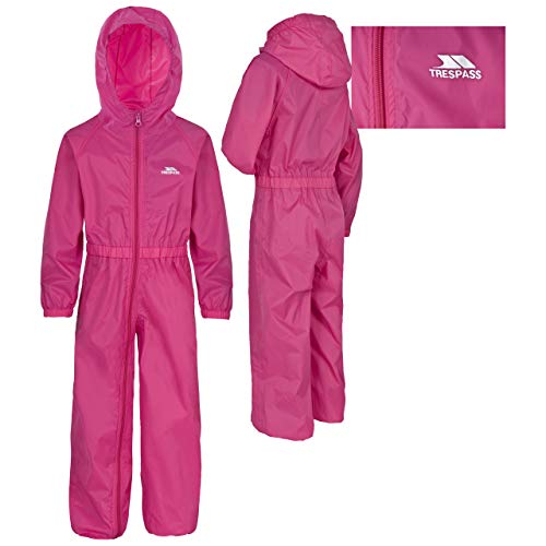 Trespass Button - Traje de Lluvia para niños, Color Rosa (Gerbera), Talla 2/3 años