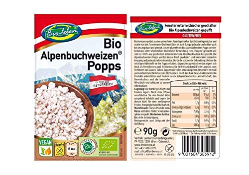 Trigo de sarraceno inflado ecológico sin gluten 720g 0,72kg Bio biológicoa de grano entero sin OMG alforfón de Austria 8x90g