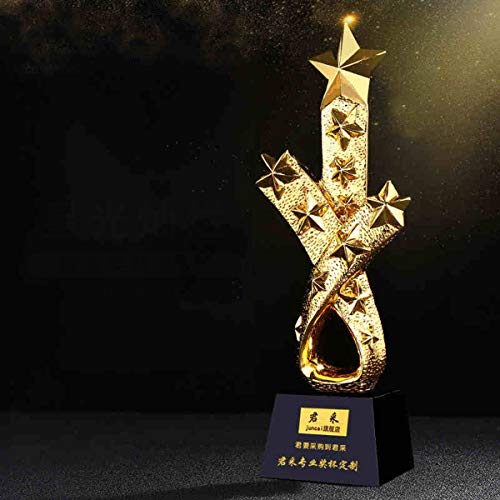 Trofeo Creativo Estrella Brillante Resina enchapada en Oro Trofeo Premio a la reunión Anual de la compañía Personalizada Trofeo para Hacer Letras