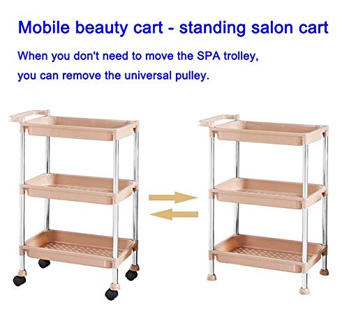 Trolley on Wheels Tool - Carro Rodante de Belleza Móvil de 4 Niveles, Carretilla Spa para Peinado Del Cabello con Rueda Universal, Carro Utilitario Pp de Carga Fuerte, 46 × 28 × 99 cm, T-C, Blanco