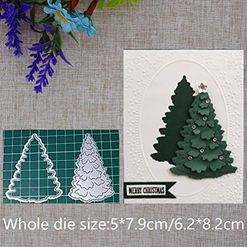 Troquel de Corte de árbol de Navidad 3D, Plantilla de Estampado de álbum de Recortes de Acero Al Carbono, Plantilla de Estampado de Metal DIY para Tarjetas de Papel de álbum Decoración Artesanal