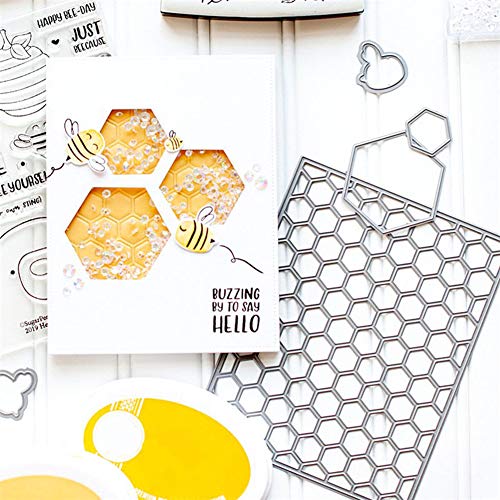 Troqueles de corte para la fabricación de tarjetas, nido de abeja troqueles de corte de fondo DIY Scrapbook tarjetas de papel que hacen el molde de la plantilla