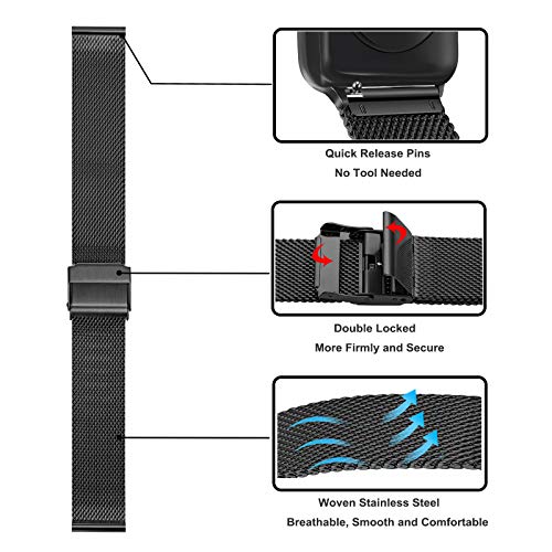 TRUMiRR Compatible con Amazfit GTS Correa de Reloj, Correa de Reloj de Malla de Acero Inoxidable Tejida de liberación rápida para Amazfit GTS/Amazfit Bip/Amazfit Bip Lite