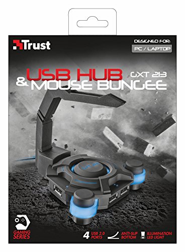 Trust GXT 213 - Hub con 4 Puertos USB con Elevador de Cable de ratón, Iluminado