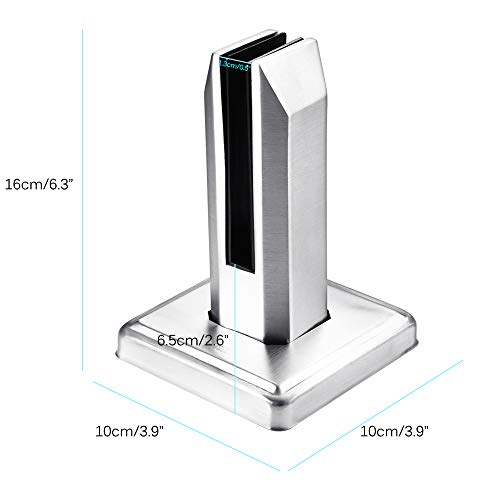 TTAototech 1 unid Postes de panel de vidrio de acero inoxidable Escaleras de servicio pesado Baranda de barandilla de piscina Balcón Abrazadera de valla de vidrio (Cuadrado)