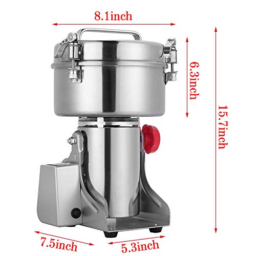 TTLIFE Molinos de Grano eléctricos, Polvo de Molinillo de Acero Inoxidable LCD Digital Ultra 25000 r/min Máquina de Molinillo Pulverizador para Cocina Hierba Especia Pimienta Café Maíz (1500g)