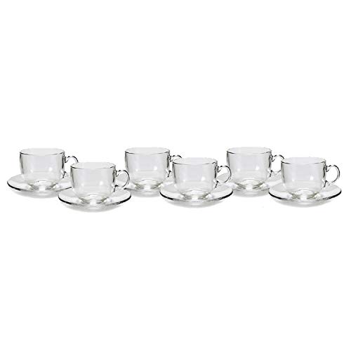 TU TENDENCIA ÚNICA Juego de 6 Tazas de Café y Platos de Cristal. 6 Tazas de 45 Cl Cada una