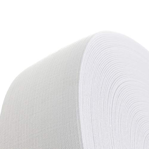 TUKA 40 Metros x 50mm Elásticas Planas Bandas de Costura, Bandas de elástico de Cuerda, para la Ropa Personalizada y Artesanía DIY Hogar, 40 Metros Largo, 50 mm de Ancho, Blanco, TKB5007-white