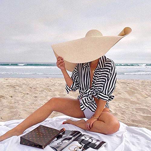TUOLUO Sombrero De Playa Verano Negro ala Grande Sombrero para El Sol Plegable Papiro Gota De Agua Azul