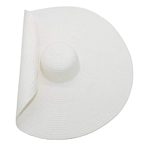 TUOLUO Sombrero De Playa Verano Negro ala Grande Sombrero para El Sol Plegable Papiro Gota De Agua Blanco