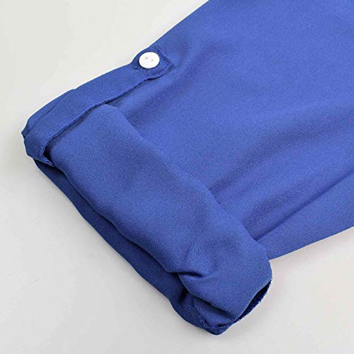 Tuopuda Blusas Camisetas de Gasa Ropa de Mujer Camisas Manga Ajustable Blusas Top (M, Azul)