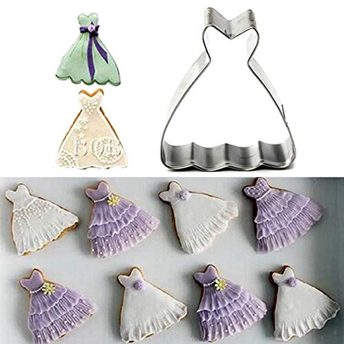 Turbobm Vestido de Novia Cortador de Galletas, Cortador de Galletas de Metal Fondant Herramientas de decoración de Pasteles Molde de bizcocho de Chocolate para Bodas, Compromiso, Despedida de Soltera