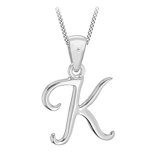 Tuscany Silver 8.44.7524 Cadena con colgante de plata, diamante (0.04), 46 cm, Letra K