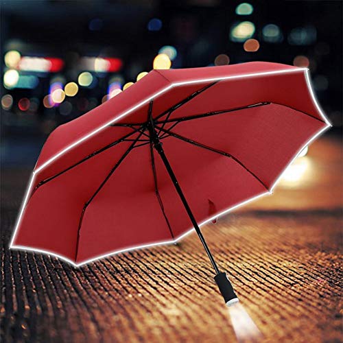 TWSJHGFV Led Light Sabre Light Up Umbrella Sword Light Up Paraguas de Golf Que cambian en el Eje/Antorcha de Flash de antorcha incorporada, Rojo