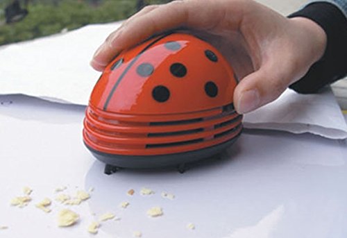 Txyk Mini Aspirador de Polvo de Limpiador del Escritorio de Diseño de Estampado de Mariquita Roja 10.5x8.5x7cm