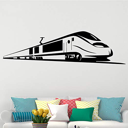 TYLPK Bullet Train Wall Sticker Vinilo Autoadhesivo Desmontable Fondo de la sala de estar Decoración del hogar Papel pintado Etiqueta de la pared negro 43X159 CM