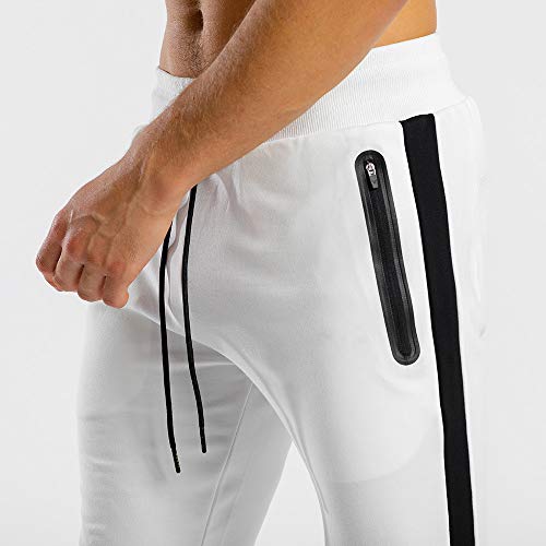 U/A Blanco Pantalones De Chándal De Los Hombres Casual Skinny Pantalones De Algodón Gimnasio Fitness Entrenamiento Pantalones