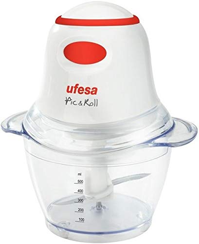 Ufesa PD5325 pic & roll - Picadora, 400W, 0.5l Capacidad, Cuchillas con cubierta de protección, Pica todo tipo de alimentos, Prepara salsas, Accesorios emulsionador, Interruptor instantáneo