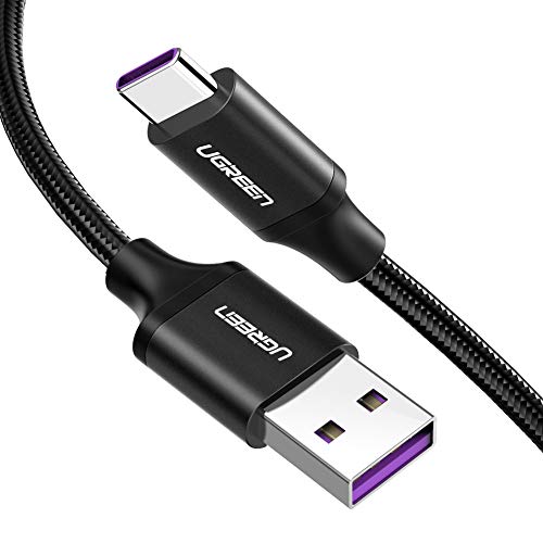 UGREEN Cable USB C 5A Carga Rápida Cargador Super Charge 5V 4.5A FCP SCP para Huawei P40 P30 Pro P30 P20 Pro P20 P20 Lite P10 P10 Plus, Mate 20 Mate 20 Pro Mate 20 X Mate 10 Mate 9 Pro Nylon (1 Metro)