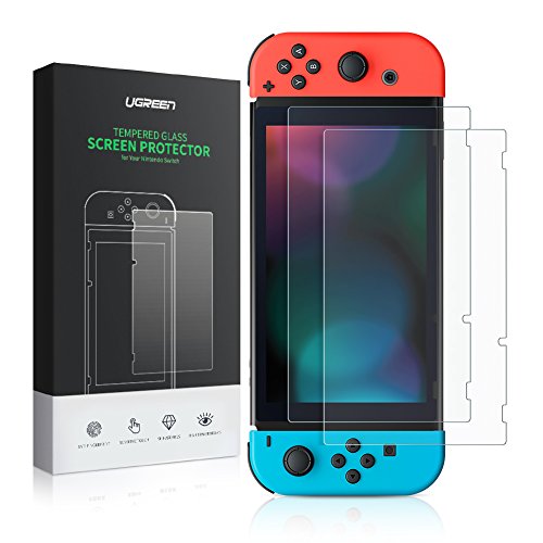 UGREEN Protector Pantalla para Nintendo Switch Cristales Templados, Transparente HD Vidrio Protectores Consola Antihuellas Fácil Colocación sin Burbujas ni Reflejos con Kit de Limpieza(2 Packs)