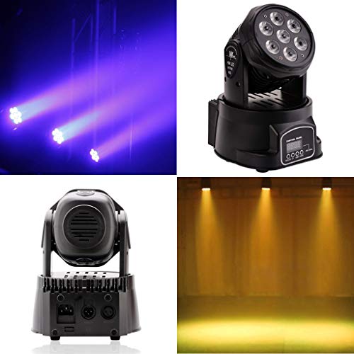 UKing Cabeza Movil LED,Luz de Fiesta 7x10 Vatios RGBW LED con Los Modos de Control Coche/Control Remoto/ DMX512 para DJ Disco Bar Salón de baile Halloween Navidad (con control remoto)