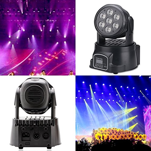 UKing Cabeza Movil LED,Luz de Fiesta 7x10 Vatios RGBW LED con Los Modos de Control Coche/Control Remoto/ DMX512 para DJ Disco Bar Salón de baile Halloween Navidad (con control remoto)