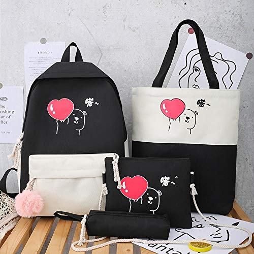 UKKD Bolsa para la Escuela 4Pcs / Niños Mochilas De Nylon Escuela Femenina Bandolera Bolsa De La Escuela Los Niños Bolsa De Corea Lindo para Las Niñas,A-Rosa