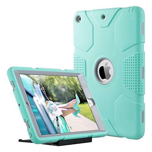 ULAK Funda iPad 9,7 Pulgada 2018/2017, [Serie Armor] 3 in 1 híbrido Cases de la Cubierta a Prueba de Golpes Carcasa con Soporte Función para el iPad 9.7 Pulgada 6ª/5ª generación - Menta Verde