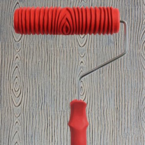 ULTNICE Rouleau de Peinture en Relief avec Poignée pour Bricolage Décoration Murale 7" (Rouge)