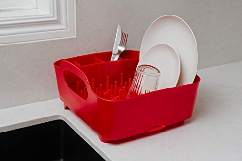 Umbra 330590-505– Escurridor de platos y vasos, 36x32,5x15,5cm, color rojo