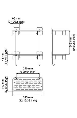 Umi. por Amazon Estantes para Ducha Entramado de baño Aluminio Espacial Perforado Gancho para Colgar Organizador de Ducha Estante para el baño de dos Niveles de Montaje sin Taladro, A4028BDF