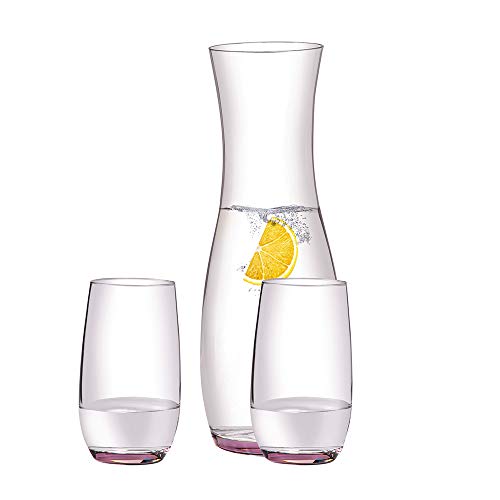 Umi.by Amazon 1500ml Jarra para Juego de 2 400ml Copas de vino agua té zumo Decantador para Jarra de Vidrio Todo Tipo de Bebidas